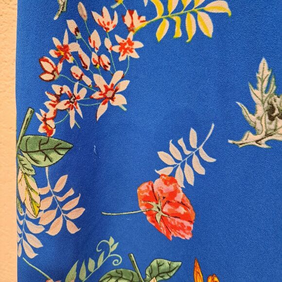 Carolina Belle Montreal Blue Floral Tropical Wide-Leg Midi Jumpsuit Women's M - Picture 7 of 12